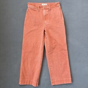 Madewell Pants Womens Warm Nutmeg Slim Emmett Wide Leg Crop‎ Rigid Canvas L7641